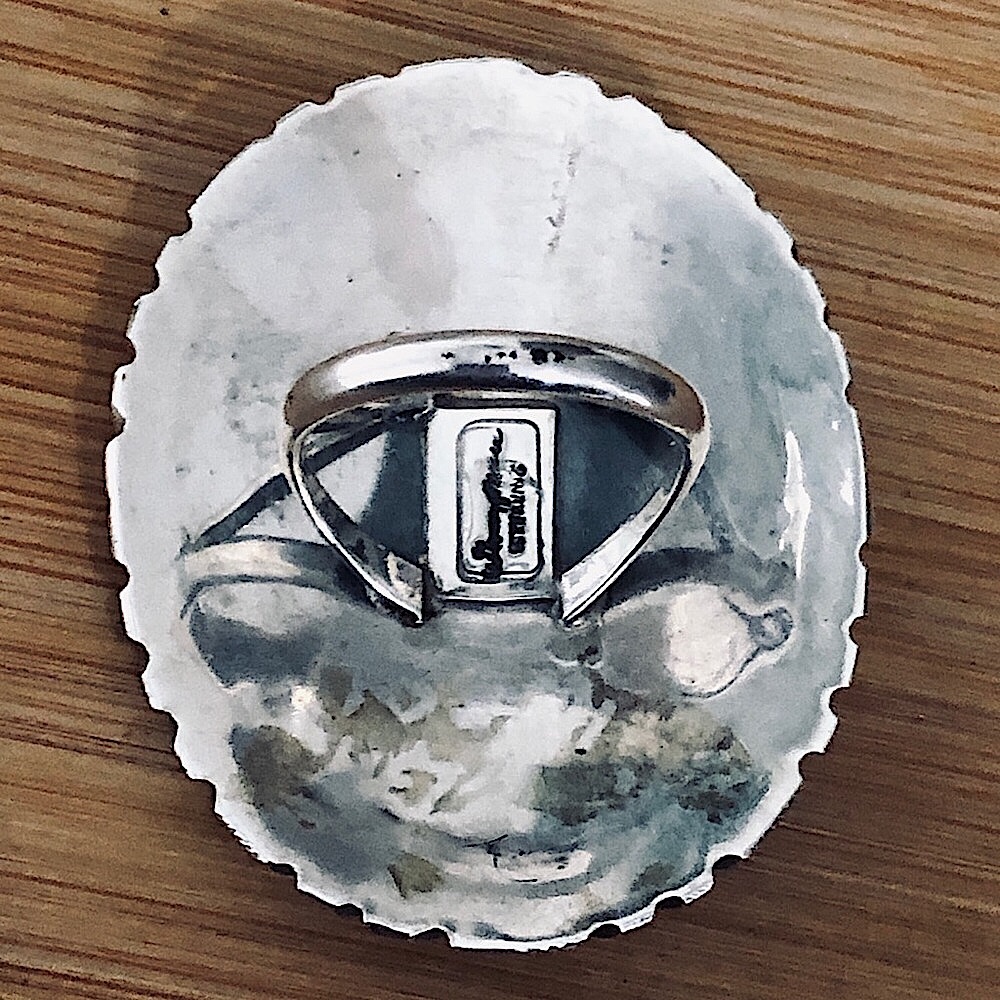 $248 Estate Signed Native American Vintage Ring  Sterling Silver  Size 9 - Picture 6 of 8